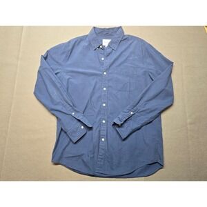 American Eagle Mens Blue Long Sleeve Button Down Shirt Size L Cotton Pocket